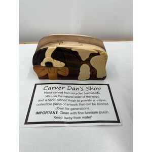 Carver Dan's Handcrafted Wood Puzzle‎ Box "Secret Treasures" Sleeping Dog- Puppy